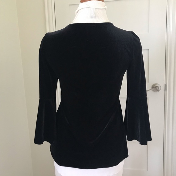 MSK Black Velvet V Neck Top - Picture 2 of 5